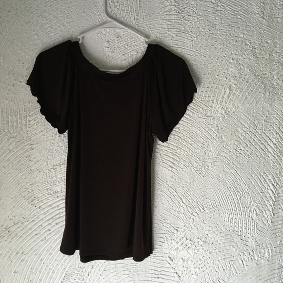 ABStudio blouse brown size small short sleeves - Picture 2 of 5